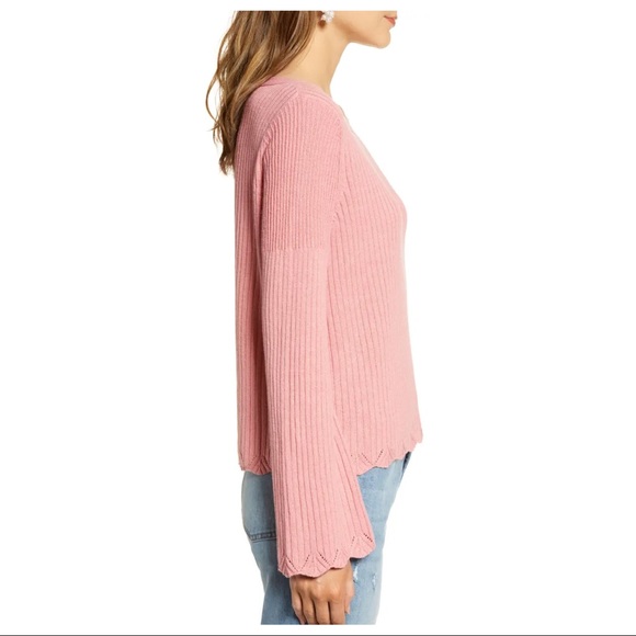 NEW RACHEL PARCELL PINK RIB KNIT SWEATER - Picture 5 of 10